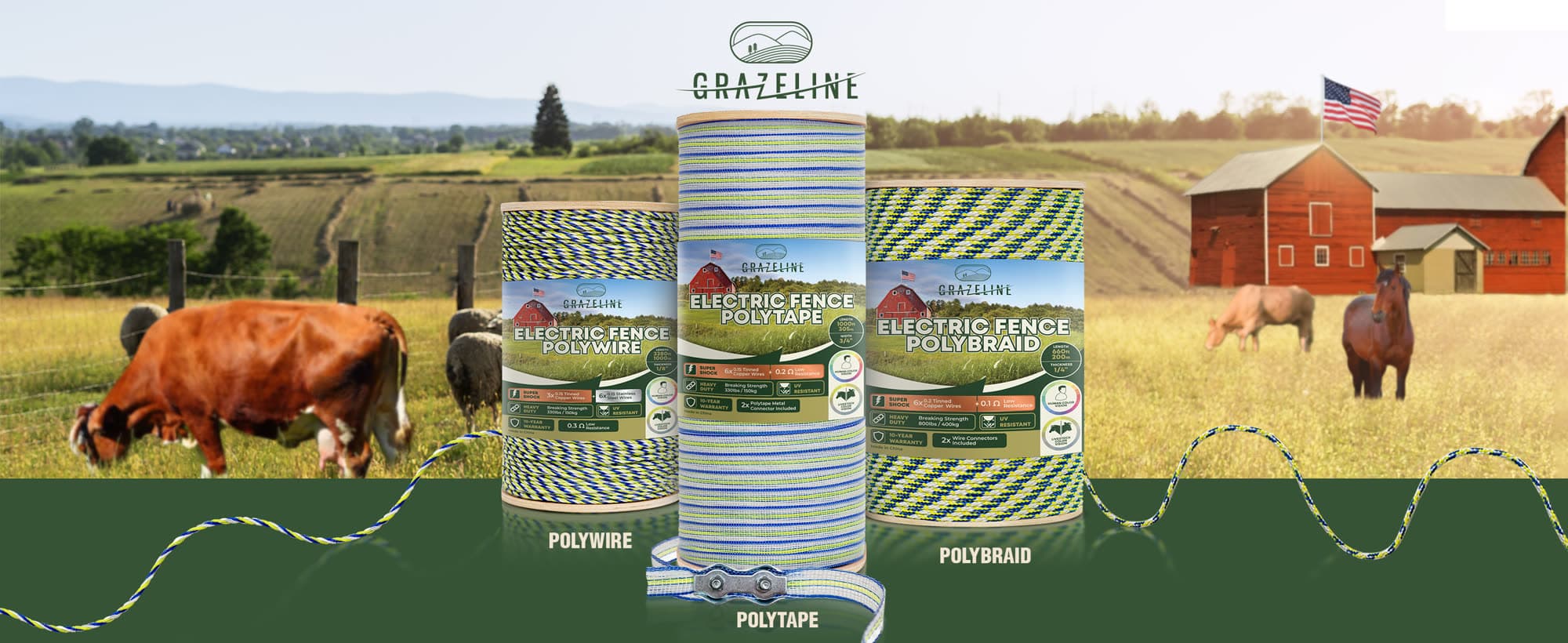 The three Grazeline conductor families in front of a red barn